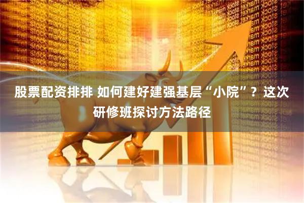 股票配资排排 如何建好建强基层“小院”？这次研修班探讨方法路径